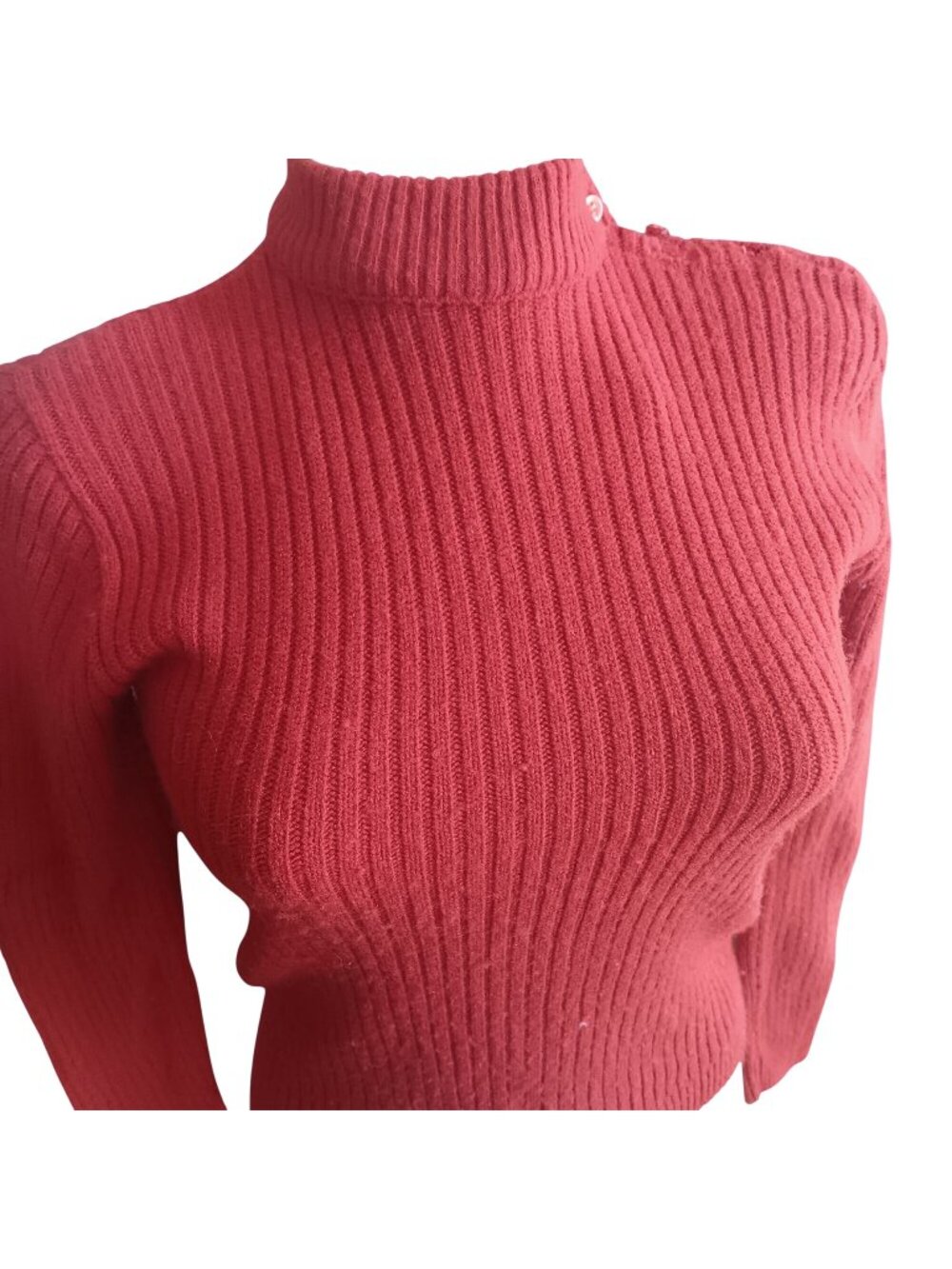 True Vintage Turtleneck Sweater Small True Boho Red Ribbed Knit Mock Rust 1970's